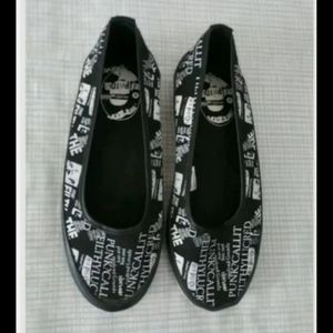 Women's Juniors Sex Pistols Slip on Shoes Flats Black White  DRAVEN Sz 7 8 9 10
